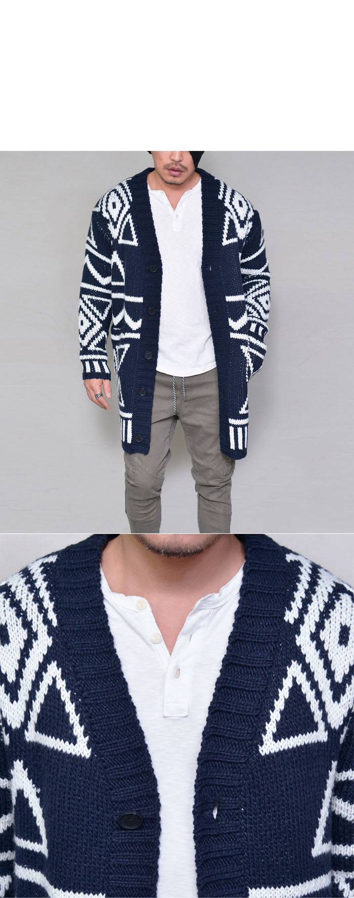 tribal print cardigan mens